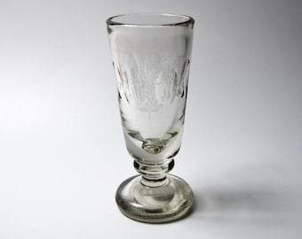 antique engraved Georgian ALE GLASS c.1800