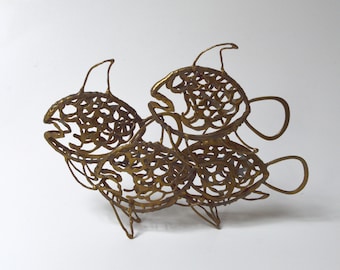 vintage brass wire fish sculpture MAX ROBILLARD bohemian artist 1960s 1970s