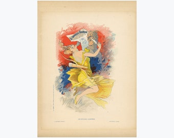 vintage JULES CHERET lithograph art nouveau Les Affiche Illustrées