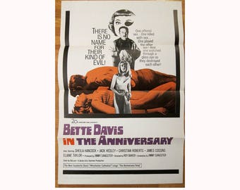 vintage 1968 film poster THE ANNIVERSARY Bette Davis