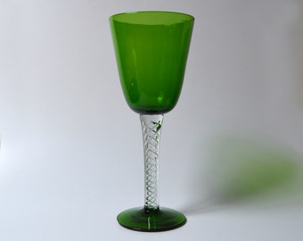 vintage BLENKO glass 489 giant air twist goblet OLIVE GREEN