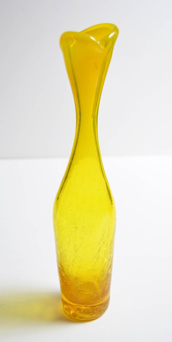 Vintage BLENKO 64B Jonquil yellow vase Joel Myers 1960s Etsy
