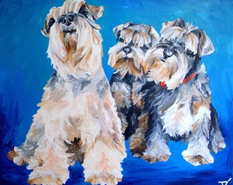 Schnauzer Painted Portrait 20 x 24