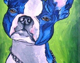 Boston Terrier Painting 12 x 24