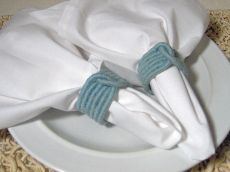 Set of 5 Medium Blue Napkin Rings Etsy