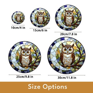 the size options for a stained glass owl