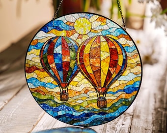 Stained Glass Hot Air Balloon Suncatcher Sun Catcher Gift for Her