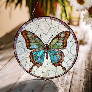 Stunning Butterfly Stained Glass Suncatcher Vibrant Butterfly Window Decor Gift for Nature Lovers Home Decor for Her