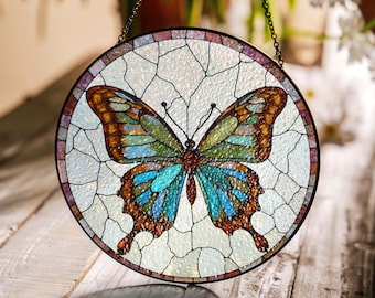 Stunning Butterfly Stained Glass Suncatcher Vibrant Butterfly Window Decor Gift for Nature Lovers Home Decor for Her