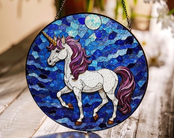 Black Unicorn: Stained Glass Style Window Hanging - Etsy