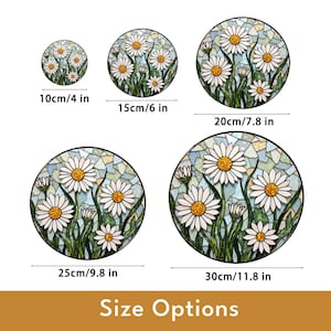 the size options for a flower stained glass window