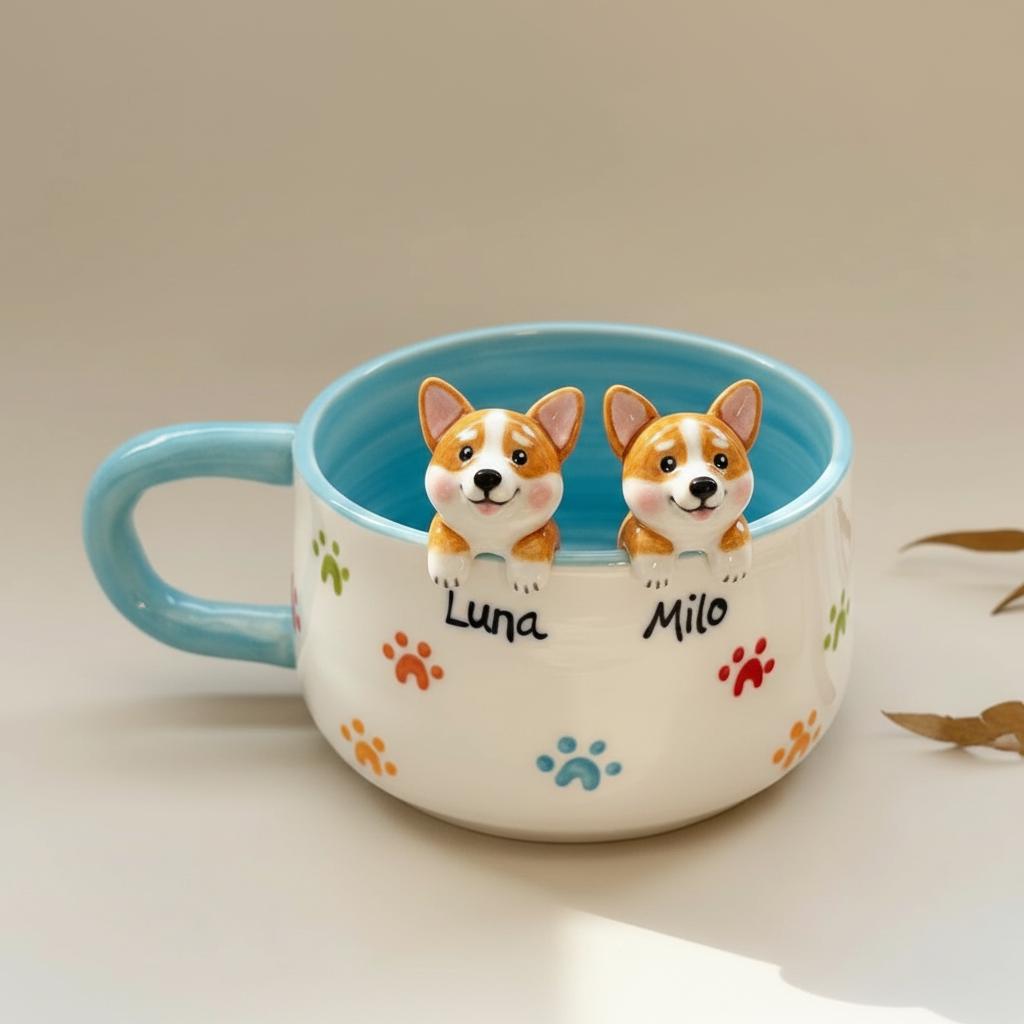 Set 4 Tazzine Caffè Espresso Personalizzate Con Caricatura Chibi E Nome - Idea Regalo Originale