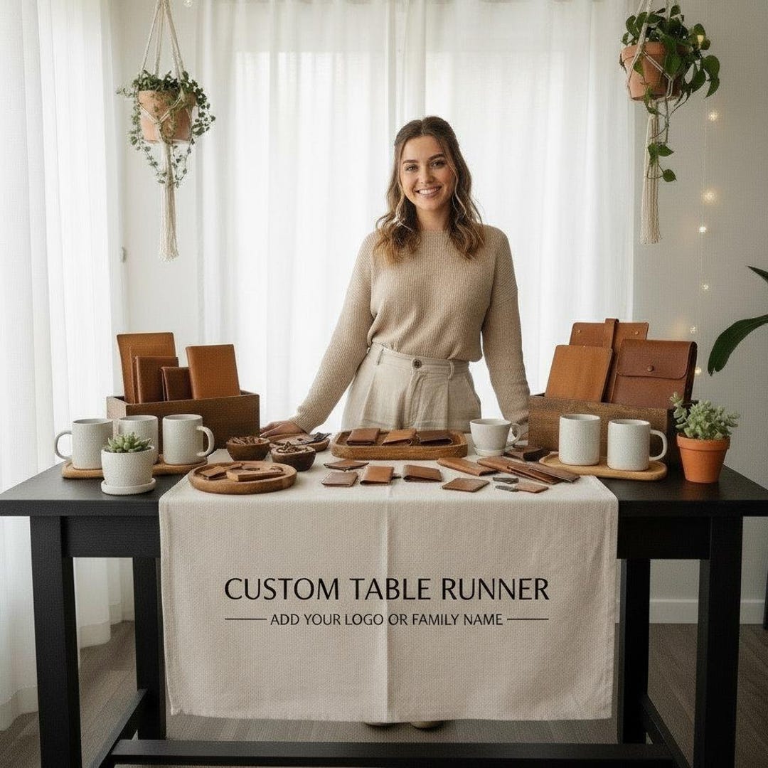 Personalized Logo Table Runner | Custom Business Tablecloth | Linen or ...