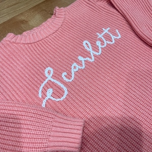 Custom Embroidered Sweater | Chunky Sweater | Hand Embroidered | Personalized Sweater | Cursive | Gift | Youth | Toddler | Baby