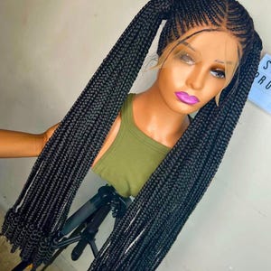 Ready to ship handmade full lace two side shuku braided wig for black women.