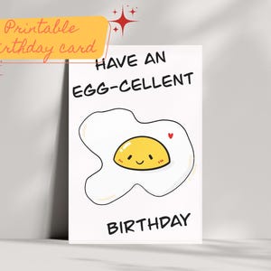印刷可能な誕生日カード、面白い誕生日カード、面白いしゃれの誕生日カード、自宅で印刷できる誕生日カード、卵のカード、かわいいしゃれのカード、デジタルダウンロード