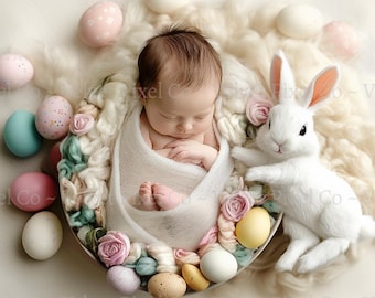 Digital Newborn Backdrop, Digital Backgrounds, Newborn Photography, Easter Backdrop, Photography Prop, Newborn Composite, Easter Bunny 1