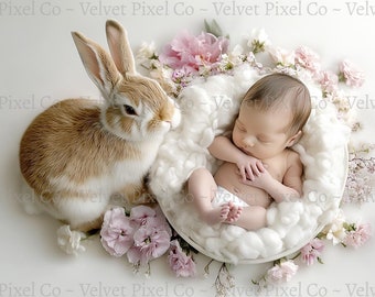 Digital Newborn Backdrop, Digital Backgrounds, Newborn Photography, Easter Bowl Backdrop, Photography Prop, Newborn Composite, Easter Bunny2