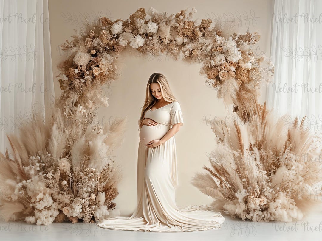 Digital Maternity Backdrop, Floral Boho Arch Maternity Background ...