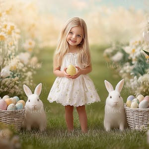 Easter Digital Backdrop, Digital Photography Background, Spring Bunny Eggs Backdrop, Photoshop Floral Composite Overlay, Easter Background 2
