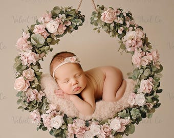 Fondo digital floral para recién nacidos, fondo digital para niña, fondo floral para fotografía, utilería para fotos de recién nacidos, superposición para Photoshop