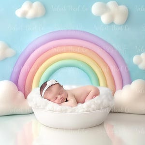 Newborn Digital Backdrop, Rainbow Newborn Background, Rainbow Clouds Sky Backdrop, Photoshop Composite Digital Overlay, Rainbow Bowl 2