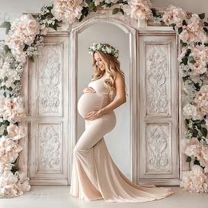 Digital Maternity Backdrop, Pink Floral Maternity Background, Composite Overlay Fine Art Photography Backdrop, Pink Maternity Floral Arch 6