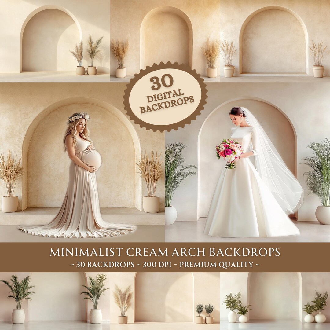 Maternity Wedding Boho Digital Backdrop Bundle, Minimalist Boho Arch ...