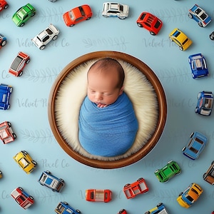 Newborn Digital Background, Newborn Car Backdrop, Baby Boy Background, Digital Car Photography Prop, Photoshop Composite Overlay, Car Bowl 6