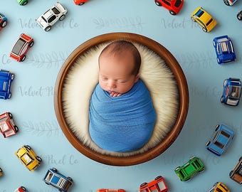 Newborn Digital Background, Newborn Car Backdrop, Baby Boy Background, Digital Car Photography Prop, Photoshop Composite Overlay, Car Bowl 6