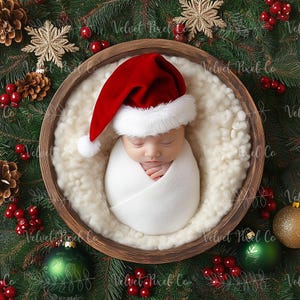 Cenário digital de Natal para recém-nascidos, fundo festivo de Natal para recém-nascidos, sobreposição de Photoshop, acessório para fotografia de recém-nascidos, tigela de Natal 5