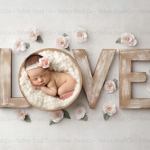 Fundo digital para recém-nascidos, fundo floral de amor para namorados, acessório para fotografia digital para recém-nascidos, sobreposição composta do Photoshop, amor 5