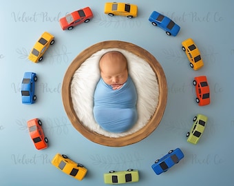 Newborn Digital Background, Newborn Car Backdrop, Baby Boy Background, Digital Car Photography Prop, Photoshop Composite Overlay, Car Bowl 7