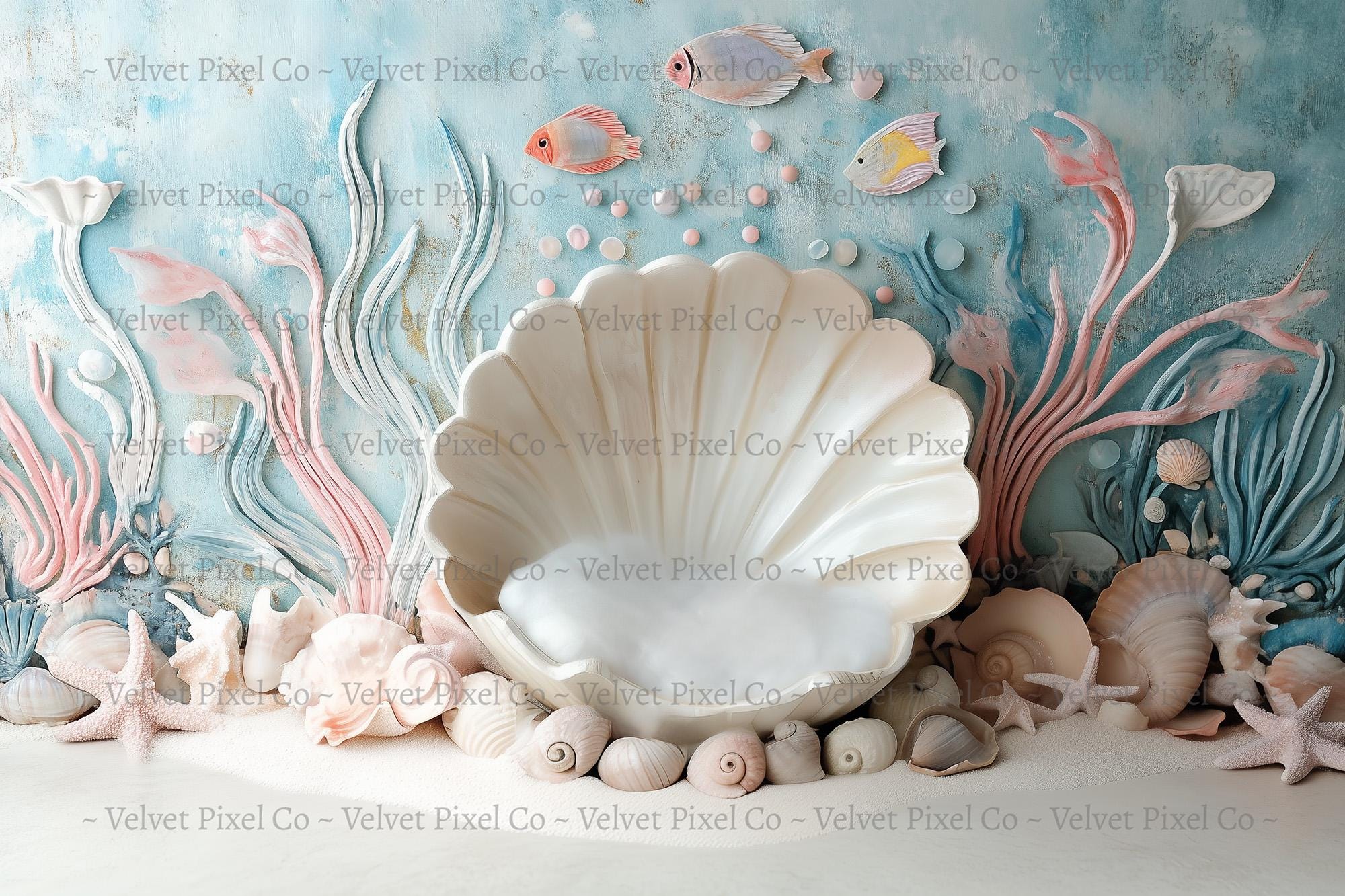 Newborn Digital Backdrop, Newborn Shell Background, Under the Sea ...