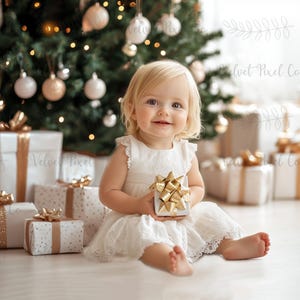Christmas Digital Background, White Holiday Backdrop for Children, Festive Child Christmas Creative Composite, Studio Portrait Photography