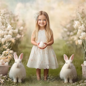 Easter Digital Backdrop, Digital Photography Background, Spring Bunny Eggs Backdrop, Photoshop Floral Composite Overlay, Easter Background 1