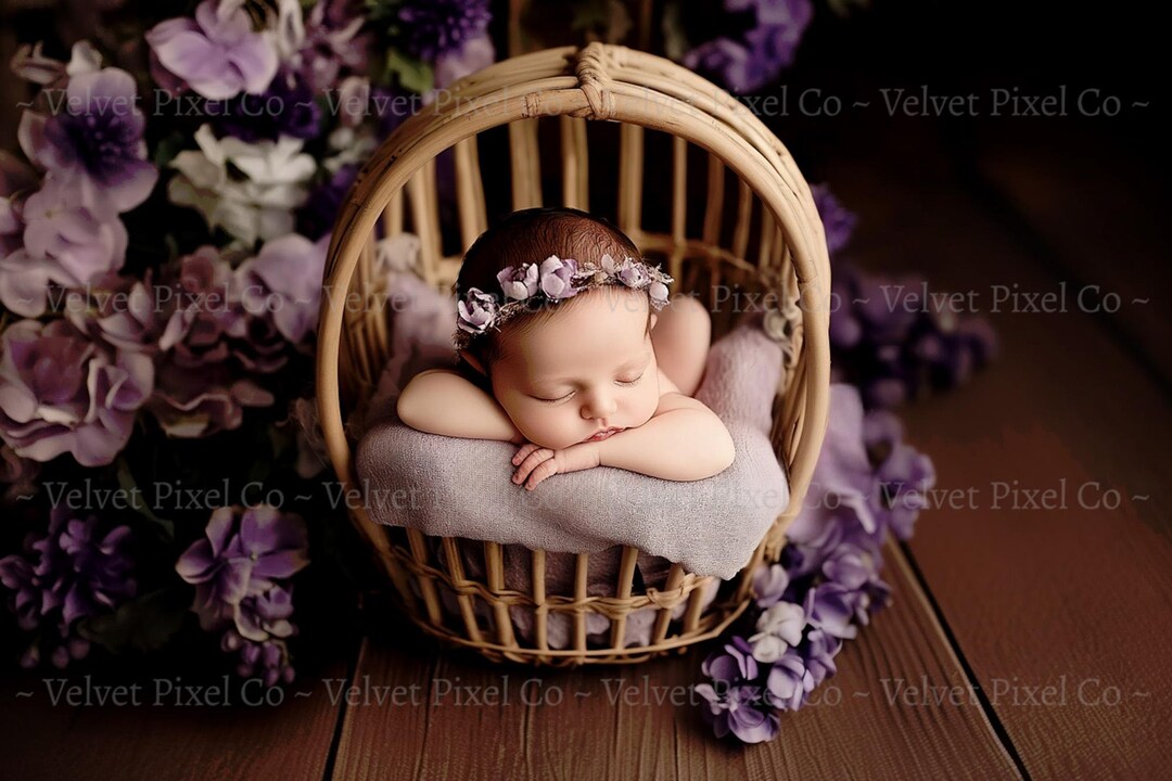 Digital Newborn Backdrop, Newborn Photography Background, Floral Crib ...