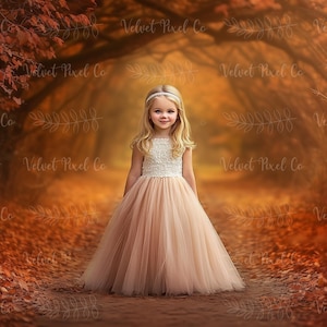 Fall Autumn Digital Backdrop, Autumn Leaves Background, Forest Leaf Path Photography Backdrop, Photoshop Composite Overlay, Fall Backdrop 4