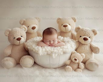 Fondo digital de osito de peluche para recién nacidos, fondo digital para recién nacidos, fondo digital de osito de peluche, fotografía de recién nacidos, fondo de osito de peluche 1