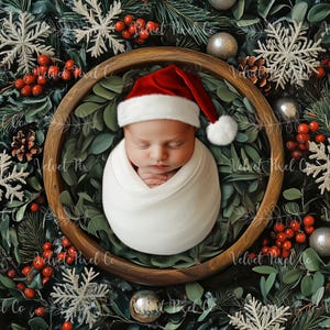 Cenário digital de Natal para recém-nascidos, fundo festivo de Natal para recém-nascidos, sobreposição de Photoshop, acessório para fotografia de recém-nascidos, tigela de Natal 11