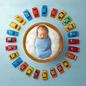 Newborn Digital Background, Newborn Car Backdrop, Baby Boy Background, Digital Car Photography Prop, Photoshop Composite Overlay, Car Bowl 2