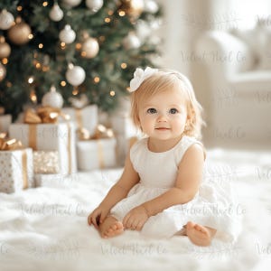 Christmas Digital Background, White Holiday Backdrop for Children, Festive Child Christmas Creative Composite, Studio Portrait Photography