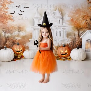 Halloween Digital Backdrop, Pumpkin Haunted House Digital Background, Photoshop Composite Overlay, Fall Boy Girl Background, Halloween 3