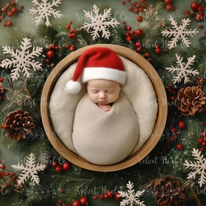 Cenário digital de Natal para recém-nascidos, fundo festivo de Natal para recém-nascidos, sobreposição de Photoshop, acessório para fotografia de recém-nascidos, tigela de Natal 8