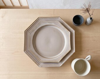 Kurashima Handmade Octagonal Plate : 2 sizes, Japanese Craftsmanship, Home Decor