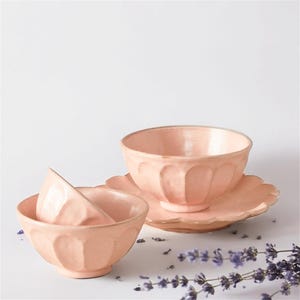 Kaneko Kohyo Rinka Handmade Soup Bowl: Pink Flower, Japanese Porcelain