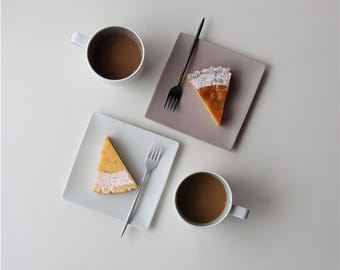 Matte Handmade Square Plate: 3 Colors, Japanese Hasami Ware Ceramic