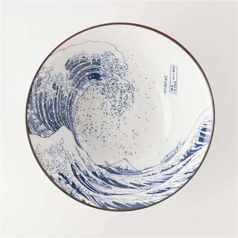Japanese Tableware Wave Pattern The Great Wave Porcelain Tableware Set: Blue Plate and Bowl, Japanese ...