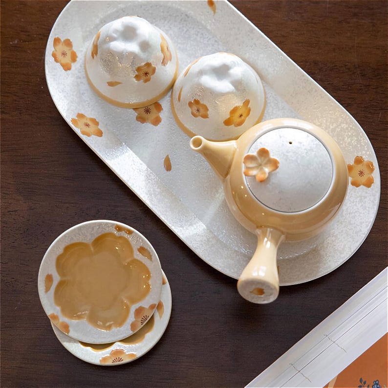 Cherry Blossom Handmade Teapot Set: Japanese Arita Ware Tea Kettle and Cups image 16