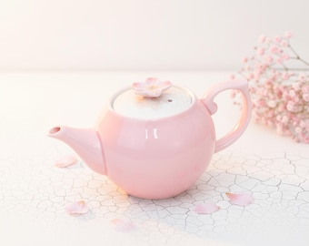 Cherry Blossom Handmade Western Teapot: Pink, Japanese Arita Ware Tea Kettle